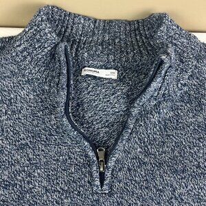 Sonoma Men's Long Sleeve Sweater Size 3XB Heathered Blue, 1/4 Zip, V-neck Front,